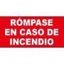 copy of RÓMPASE EN CASO DE INCENDIO Señal lucha contra incendios fotoluminiscente, aluminio, 297x210mm, CTE/UNE  23 035 Cat B