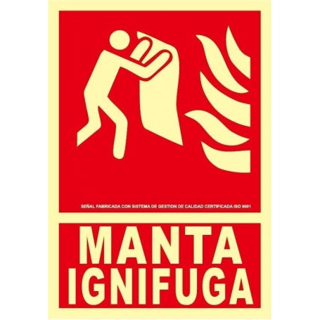 Señal MANTA APAGA FUEGOS Señal lucha contra incendios fotoluminiscente