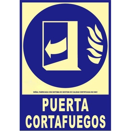 copy of PUERTA CORTAFUEGOS Señal lucha contra incendios fotoluminiscente, aluminio, 210x210mm, CTE/UNE  23 035 Cat B