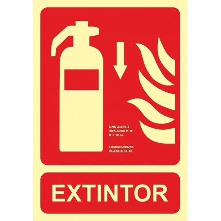 copy of EXTINTOR CO₂ Señal lucha contra incendios fotoluminiscente, aluminio, 297x420mm, CTE/UNE  23 035 Cat B
