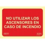 Señal NO UTILIZAR LOS ASCENSORES EN CASO DE INCENDIO Señal lucha contra incendios fotoluminiscente CTE/UNE  23 035