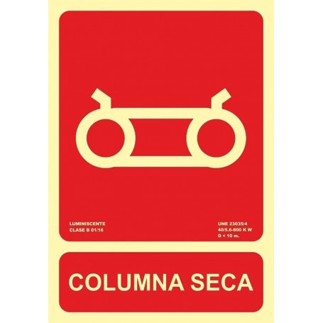 copy of COLUMNA SECA Señal lucha contra incendios fotoluminiscente, aluminio, 297x420mm, CTE/UNE  23 035 Cat B