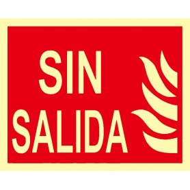 copy of SIN SALIDA Señal de evacuación fotoluminiscente, aluminio, 297x105mm, CTE/UNE 23 035 Cat B
