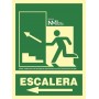 ESCALERA SUBIDA IZQUIERDA Señal de evacuación fotoluminiscente, pvc, 224x300mm ISO 7010:2012 Cat B