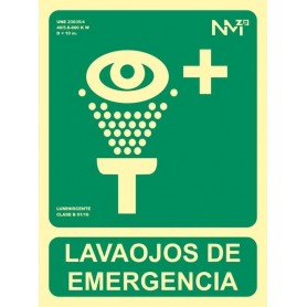 copy of LAVAOJOS DE EMERGENCIA Señal de evacuación fotoluminiscente, pvc, 224x300mm ISO 7010:2012 Cat B