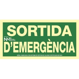 copy of SORTIDA D'EMERGENCIA Señal de evacuación fotoluminiscente, pvc, 594x297mm ISO 7010:2012 Cat B