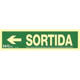 copy of SORTIDA FLECHA IZQUIERDA Señal de evacuación fotoluminiscente, pvc, 402x105mm ISO 7010:2012 Cat B