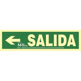 copy of SALIDA FLECHA IZQUIERDA Señal de evacuación fotoluminiscente, pvc, 105x402mm ISO 7010:2012 Cat B