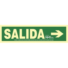 copy of SALIDA FLECHA DERECHA Señal de evacuación fotoluminiscente, pvc, 105x402mm ISO 7010:2012 Cat B