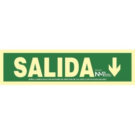 copy of SALIDA FLECHA ABAJO Señal de evacuación fotoluminiscente, pvc, 105x402mm ISO 7010:2012 Cat B