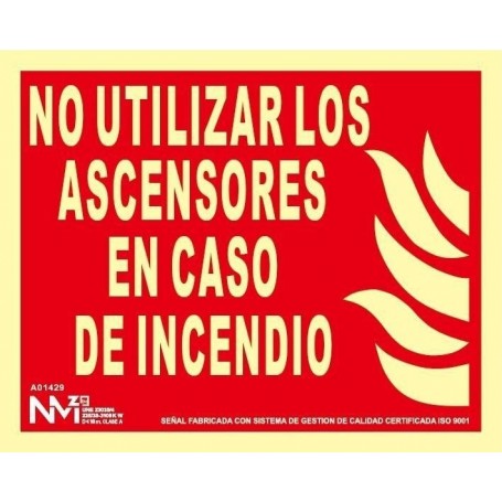 Señal NO UTILIZAR LOS ASCENSORES EN CASO DE INCENDIO Señal lucha contra incendios fotoluminiscente