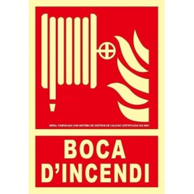 Señal BOCA D'INCENDI  Señal lucha contra incendios fotoluminiscente