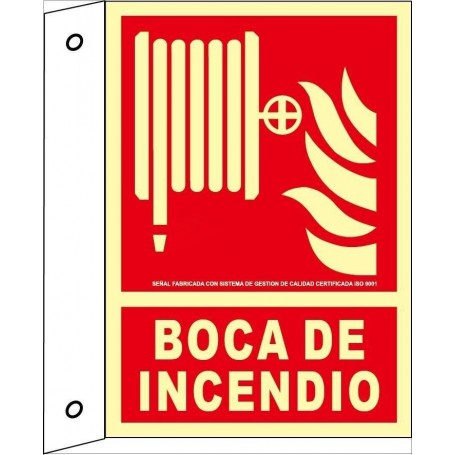 Señal BANDEROLA BOCA DE INCENDIO Señal lucha contra incendios fotoluminiscente
