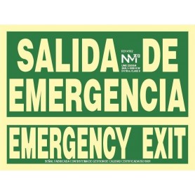 copy of SALIDA DE EMERGENCIA ESPAÑOL/INGLES Señal de evacuación fotoluminiscente, pvc, 420x300mm ISO 7010:2012 Cat B