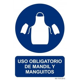 Señal USO OBLIGATORIO DE MANDIL Y MANGUITOS Señal de seguridad - obligación