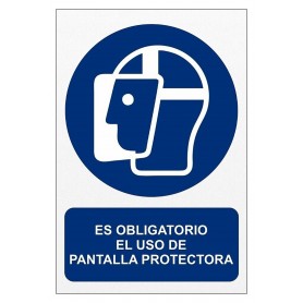 Señal ES OBLIGATORIO EL USO DE PANTALLA PROTECTORA Señal de seguridad - obligación