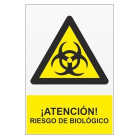 Señal ¡ATENCIÓN! RIESGO DE BIOLÓGICO Señal de riesgo - peligro - atención