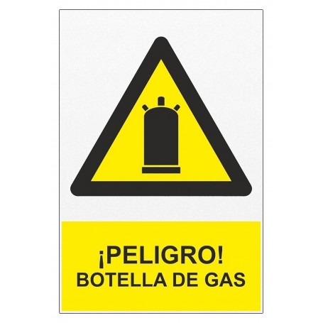 Señal PELIGRO BOTELLA DE GAS Señal de riesgo - peligro - atención