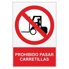 Señal PROHIBIDO PASAR CARRETILLAS Señal de prohibición - prohibido