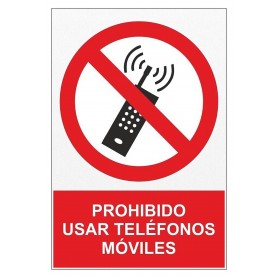 Señal PROHIBIDO USAR TELÉFONOS MÓVILES Señal de prohibición - prohibido
