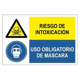 Señal COMBINADA RIESGO DE INTOXICACIÓN Y USO OBLIGATORIO DE MÁSCARA Señal de seguridad - obligación