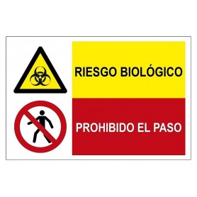 Señal COMBINADA RIESGO BIOLÓGICO Y PROHIBIDO EL PASO Señal seguridad - prohibición